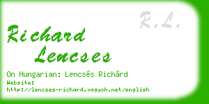 richard lencses business card